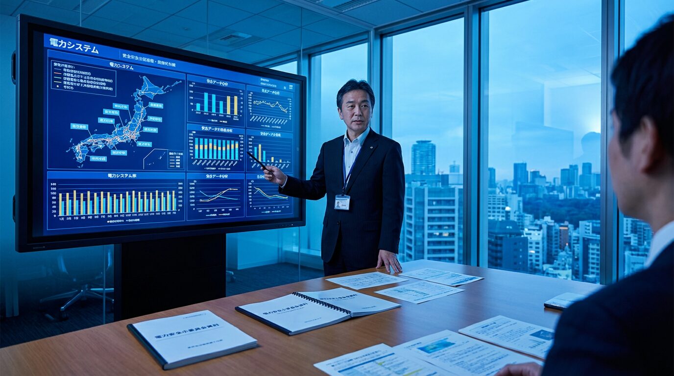 電力安全データを分析する専門家のイメージ