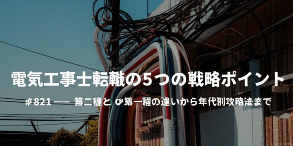 記事「電気工事士転職の5つの戦略ポイント – 第二種と第一種の違いから年代別攻略法まで」のアイキャッチ