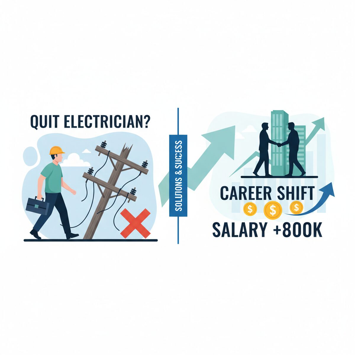 記事「電気工事士を辞めたい理由と転職成功の対処法【年収80万円UP実例も】」のアイキャッチ