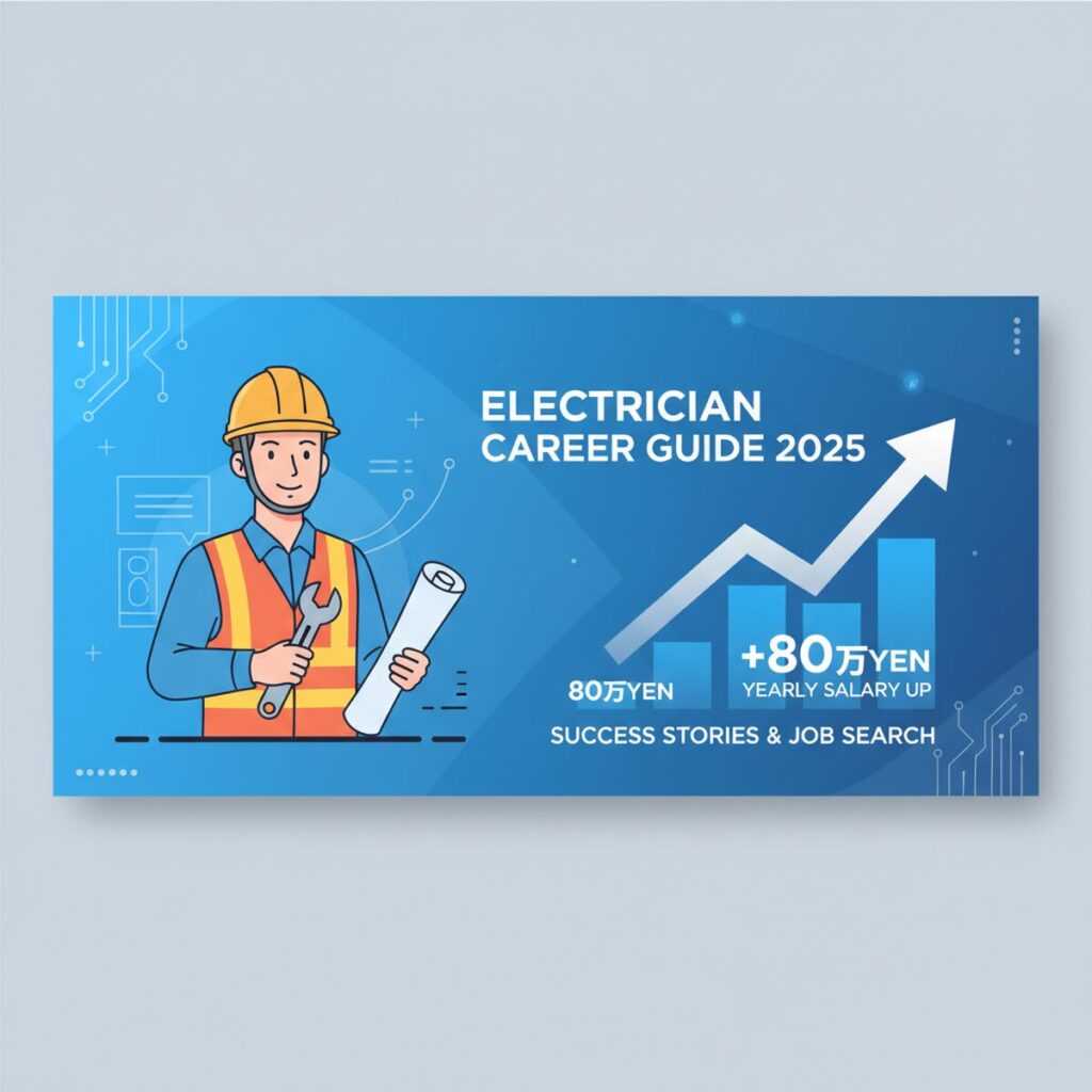 記事「第二種電気工事士転職完全ガイド2025年版 – 年収80万円アップした実例と求人選択法」のアイキャッチ