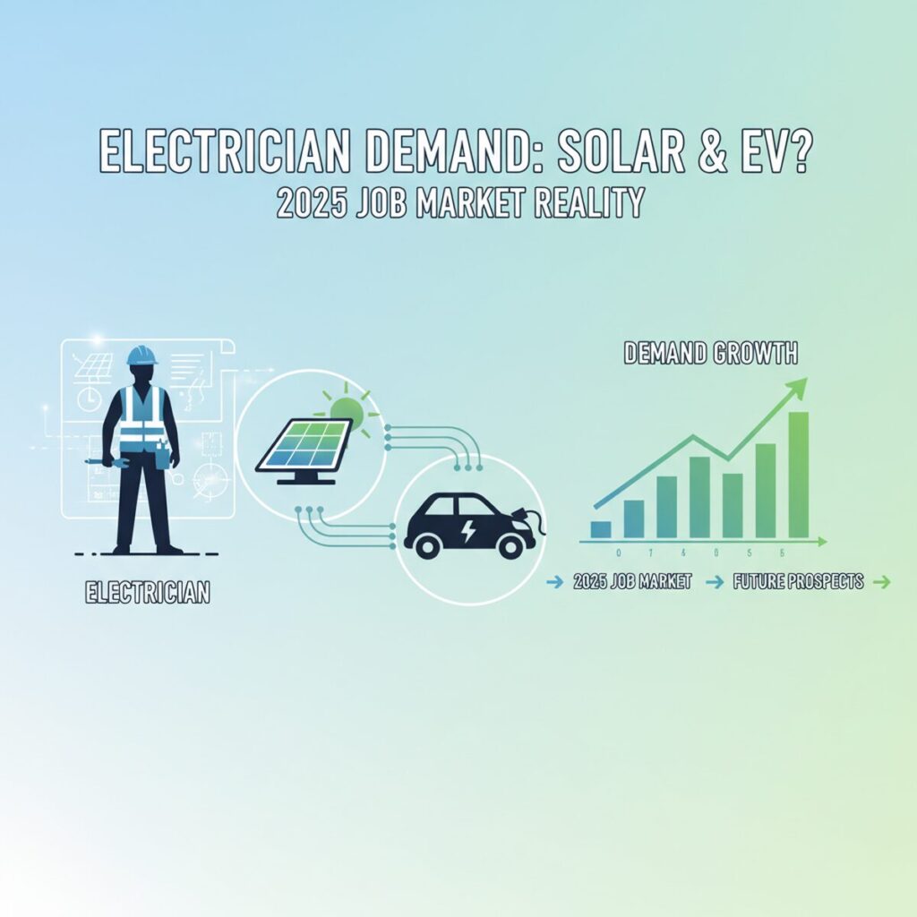 記事「電気工事士の需要増は太陽光・EVで本当か？2025年転職市場の現実と将来性」のアイキャッチ