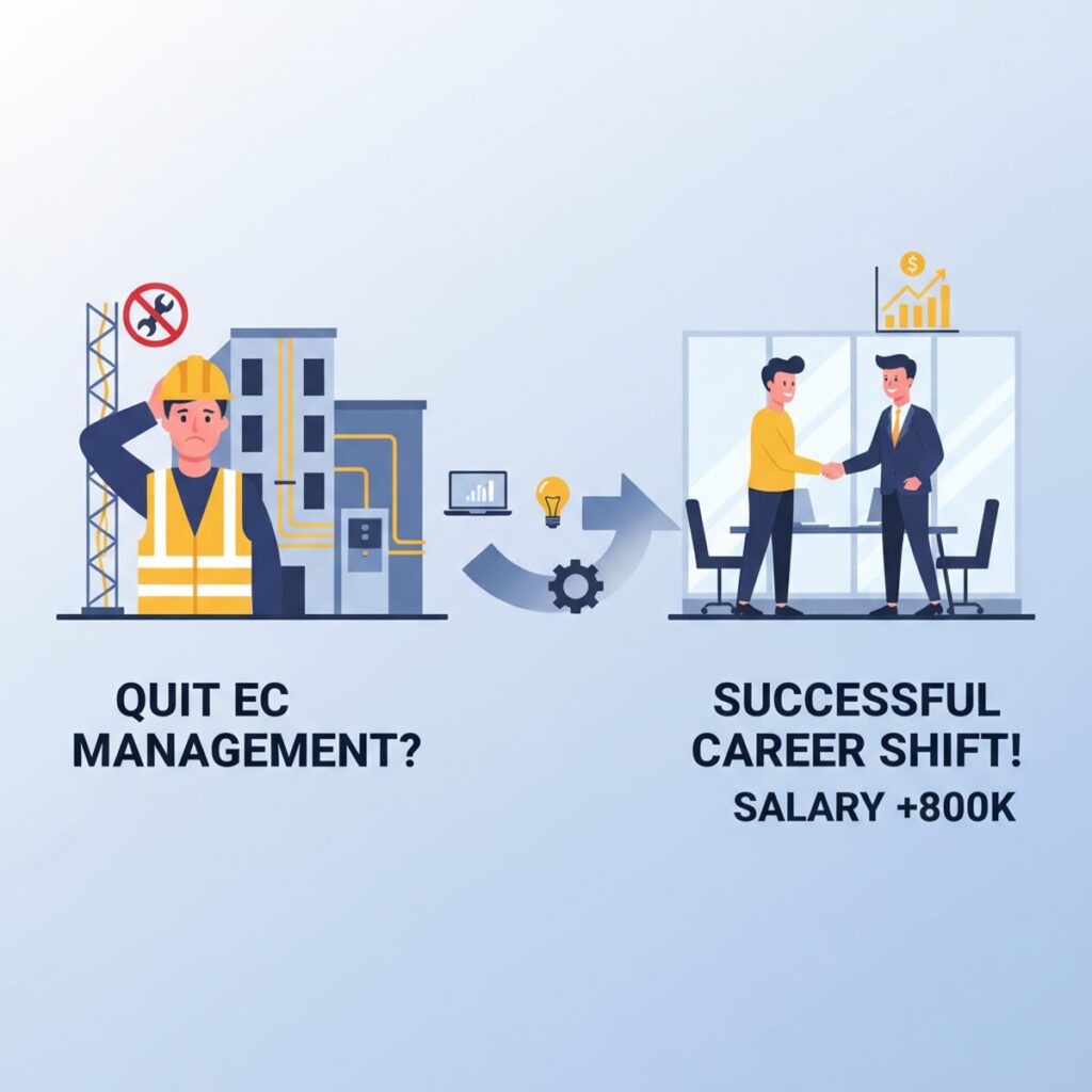 記事「電気施工管理を辞めたい理由と転職成功事例【年収80万円アップの実例公開】」のアイキャッチ